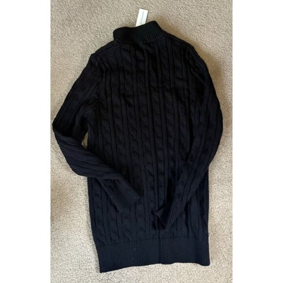 Bellezzarepublic Cableknit Black sweater 1/4 zip Womens Large New with Tags - Picture 4 of 4